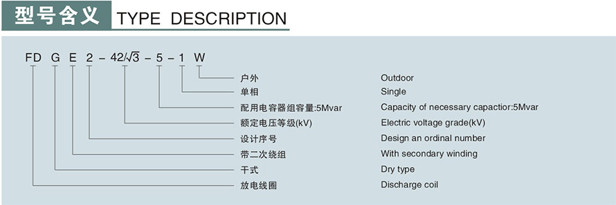 FDGE2-42/√3-5-1W型35KV放電線圈型號說明
